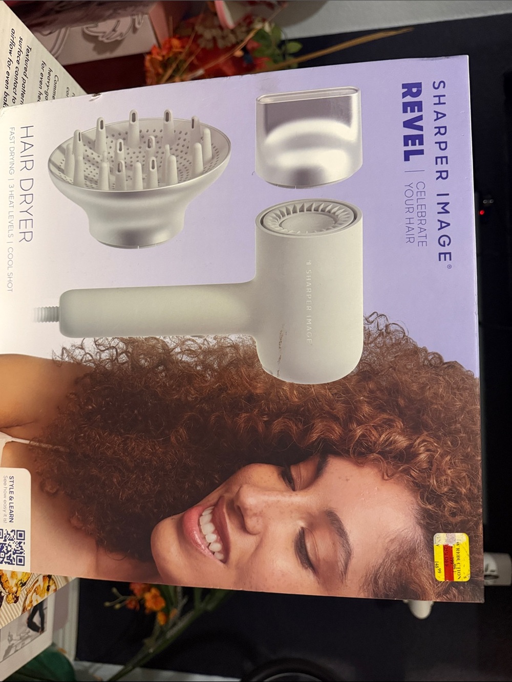 Sharper Image Revel Hair Dryer in White with Diffuser
